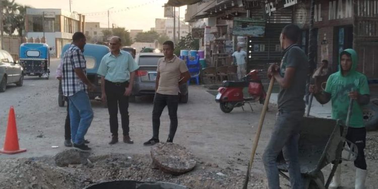 جانب من العمل بشارع بورسعيد ببيلا