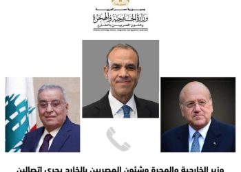 وزير الخارجية المصري ونظيره اللبناني ورئيس الحكومة اللبناني