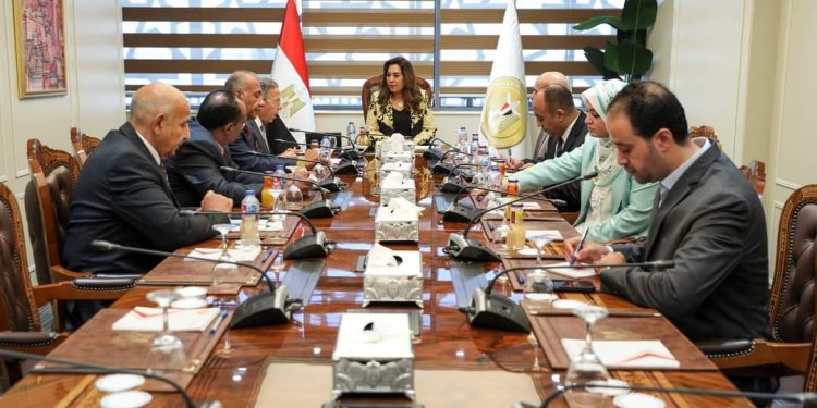 جانب من اجتماع وزيرة التنمية المحلية بنقيبي الأطباء والأسنان