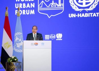 الرئيس السيسي أثناء إلقاء كلمته في افتتاح المنتدى الحضري العالمي