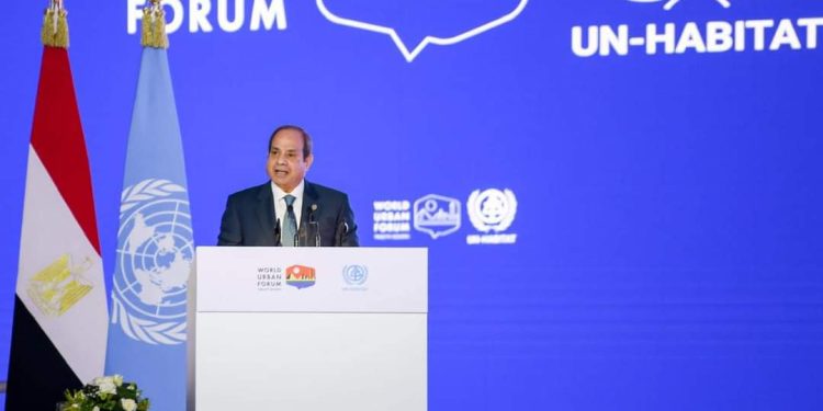 الرئيس السيسي أثناء إلقاء كلمته في افتتاح المنتدى الحضري العالمي