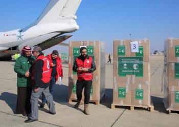 الطائرة الإغاثية السعودية في مطار دمشق الدولي