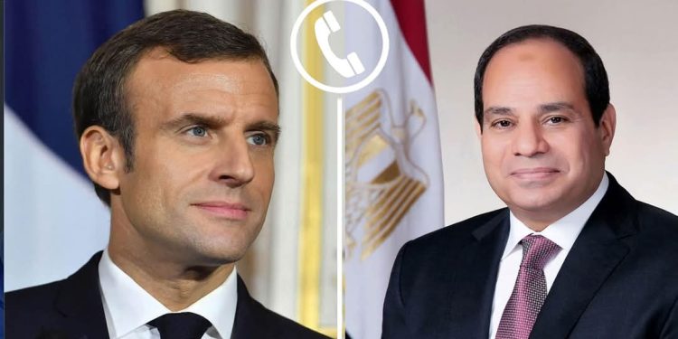 الرئيس السيسي ونظيره الفرنسي ايمانويل ماكرون