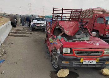 حادث تصادم سيارتين ببني سويف
