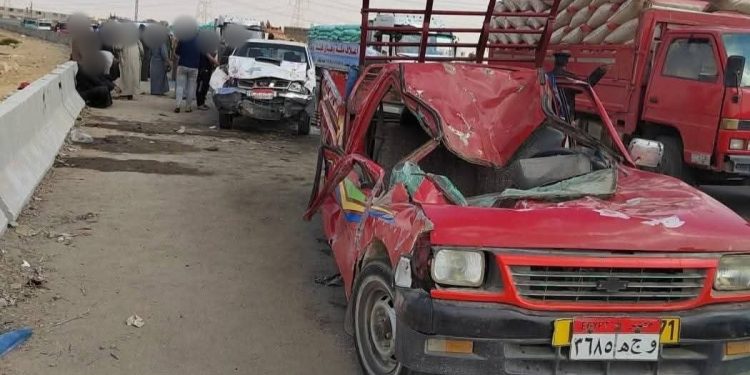 حادث تصادم سيارتين ببني سويف
