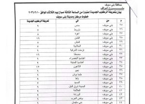 تعريفة الركوب الجديدة ببني سويف 