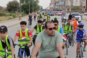 ماراثون للدراجات بالأعلام المصرية ببني سويف