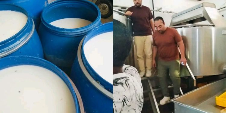 الصحة : ضبط 2000 لتر لبن فرز ومصنع موتزاريلا به شوائب وحشرات